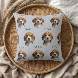 Almofada Padrão Personalizado de Foto e Nome de Cachorro Az