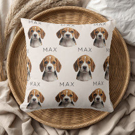 Almofada Padrão Personalizado de Foto e Nome de Cachorro Be