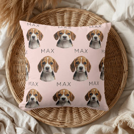 Almofada Padrão Personalizado de Foto e Nome de Cachorro em
