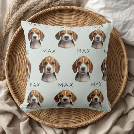 Almofada Padrão Personalizado de Foto e Nome de Cachorro Sa