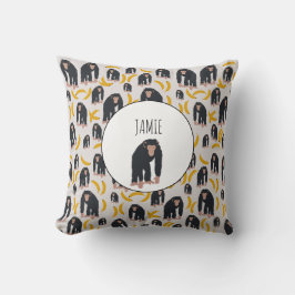 Almofada Padrão Personalizado de Macaco Chimpanzé & Banana
