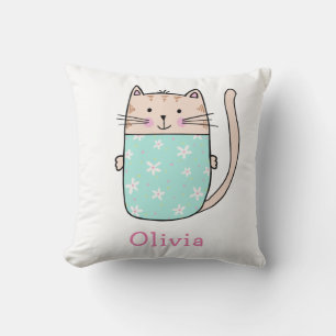 Almofada Padrão Personalizado de Nome de Gatinho Fofo