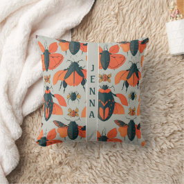 Almofada Padrão Personalizado Retrocolorido do Besouro Ambr