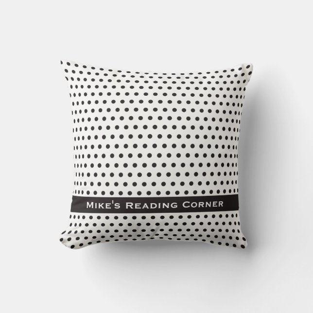 Almofada Padrão Polkadot Preto de Tinta (Frente)