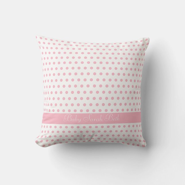 Almofada Padrão Polkadot Rosa Bebê (Frente)