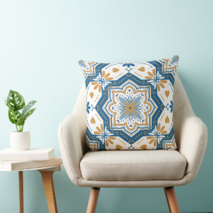 Almofada Padrão Português Amarelo Azulejo Azulejo Moderno
