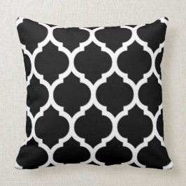 Almofada Padrão Preto de Quatrefoil de Latice Marroquina-Br