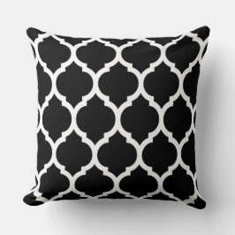Almofada Padrão Preto de Quatrefoil de Latice Marroquina-Br