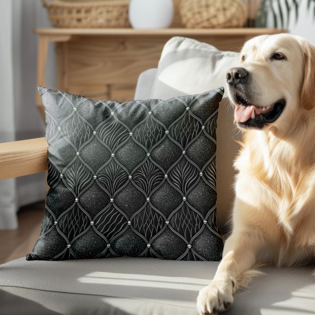 Almofada Padrão Preto Glam Art Déco (Criador carregado)