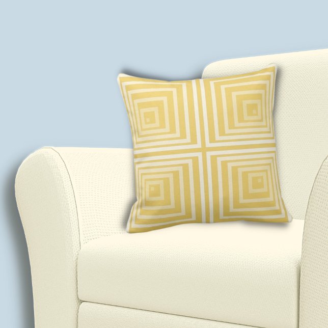 Almofada Padrão Quadrado Normal Amarelo na moda (Stylish Cornered Yellow Regular Square Pattern Throw Pillow)