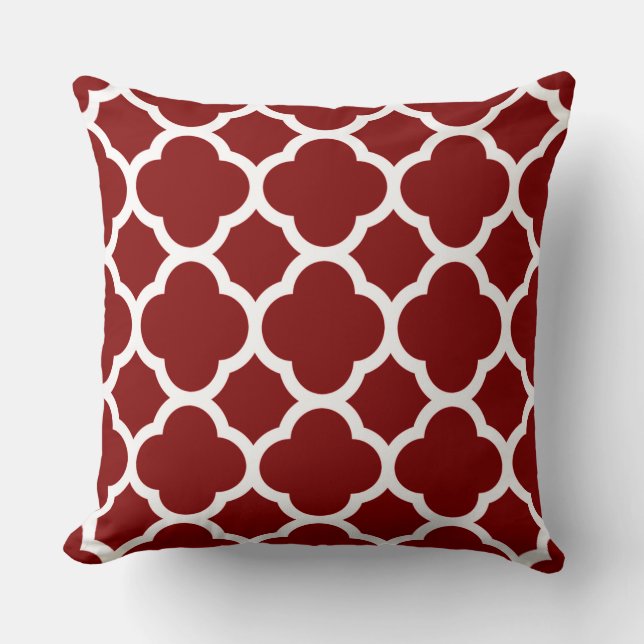 Almofada Padrão Quatrefoil Marrom e Branco (Frente)