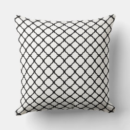 Almofada Padrão Quatrefoil Preto e Branco Elegante