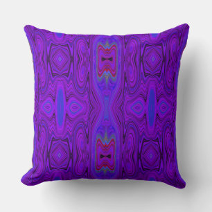 Almofada Padrão Retro Abstrato Roxo e Azul Real