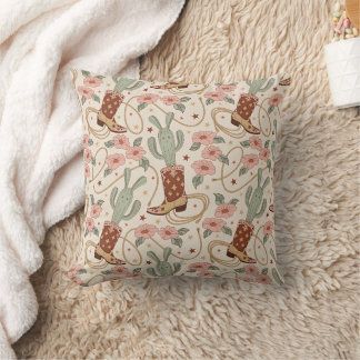 Almofada Padrão Retro Boho Ocidental Deserto Cacto & Floral