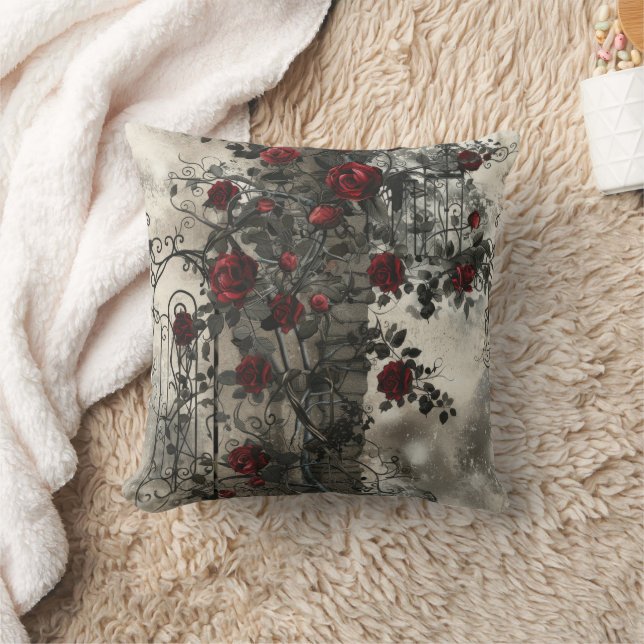 Almofada Padrão Rosa de Jardim Gótico Vitoriano (Cobertor)