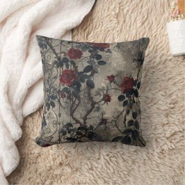 Almofada Padrão Rosa de Jardim Gótico Vitoriano