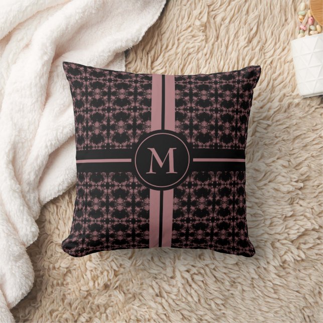 Almofada Padrão Rosa Dusty Monograma (Cobertor)
