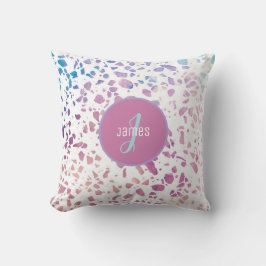 Almofada Padrão Rosa e Azul de Terrazzo Abstrato Personaliz