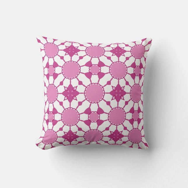 Almofada Padrão rosa e branco (Frente)