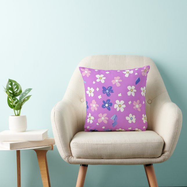 Almofada Padrão Roxo da Flor Cuta (Cadeira)