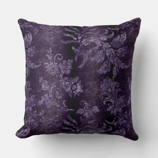 Almofada Padrão Roxo Vintage Lilac Floral Damask (Frente)