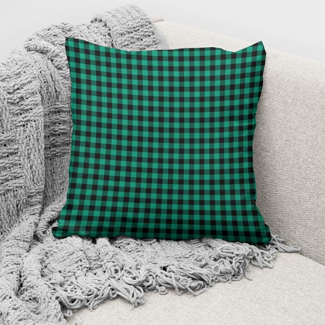 Almofada Padrão Rustic Green Gingham Checks (Criador carregado)