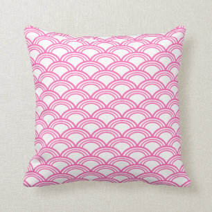 Almofada Padrão Seigaiha Rosa Quente