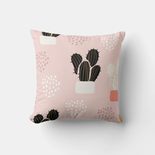 Almofada Padrão sem costura com cactus suculentos folhas (Frente)
