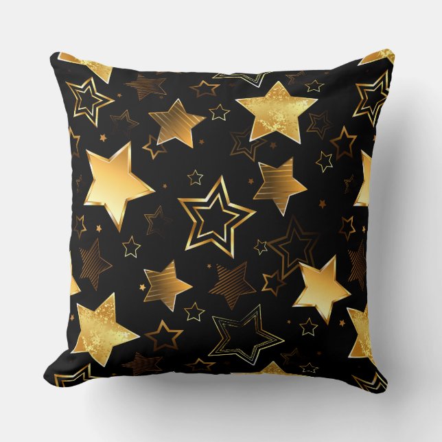 Almofada Padrão sem costura com estrelas de Ouro (Frente)