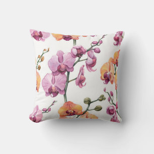 Almofada Padrão sem costura com flores de orquídea aquare
