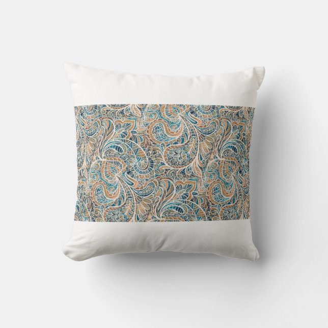 Almofada Padrão sem costura com impressão de Paisley multic (Frente)
