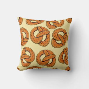 Almofada Padrão sem costura de outono com pretzels,october