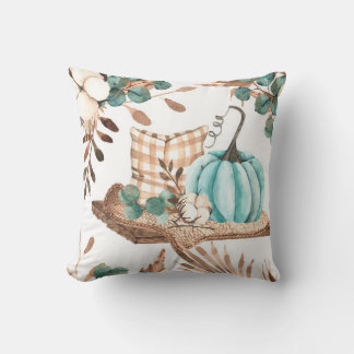 Almofada Padrão sem costura de outono de Watercolor com pu 