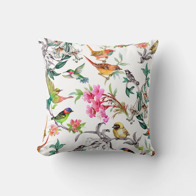 Almofada Padrão sem costura desenhado à mão de aquarelas co (Frente)