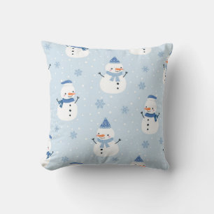 Almofada Padrão sem costura do boneco de neve,fundo de inv