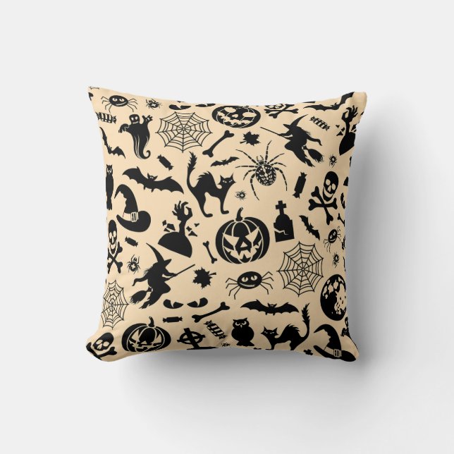 Almofada Padrão sem costura do Halloween (Frente)
