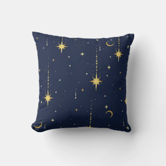 Almofada Padrão Sem Costura Elegante Dourado Lua Celestial 
