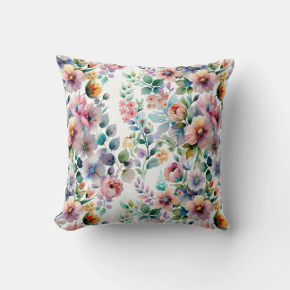 Almofada Padrão Sem Costura Floral de Aquarela
