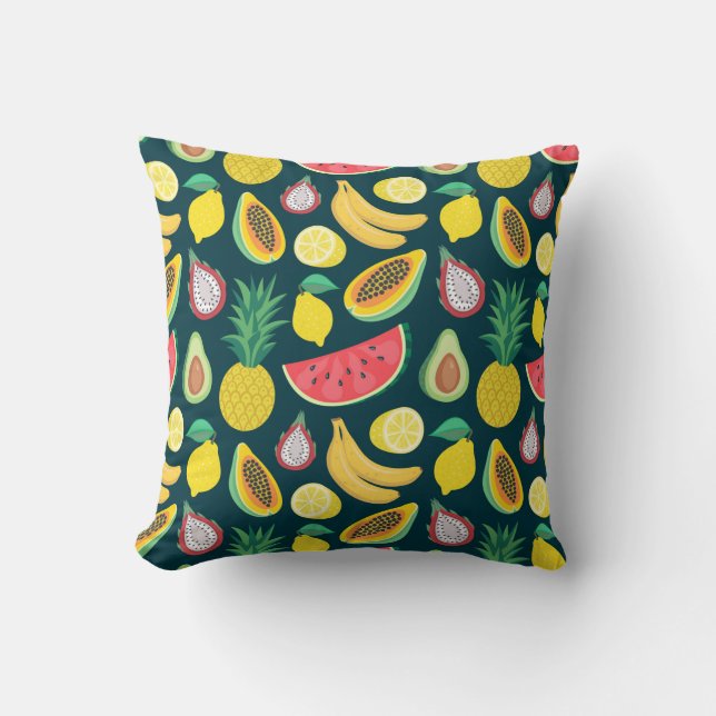 Almofada padrão sem descontinuidades da fruta tropical (Frente)