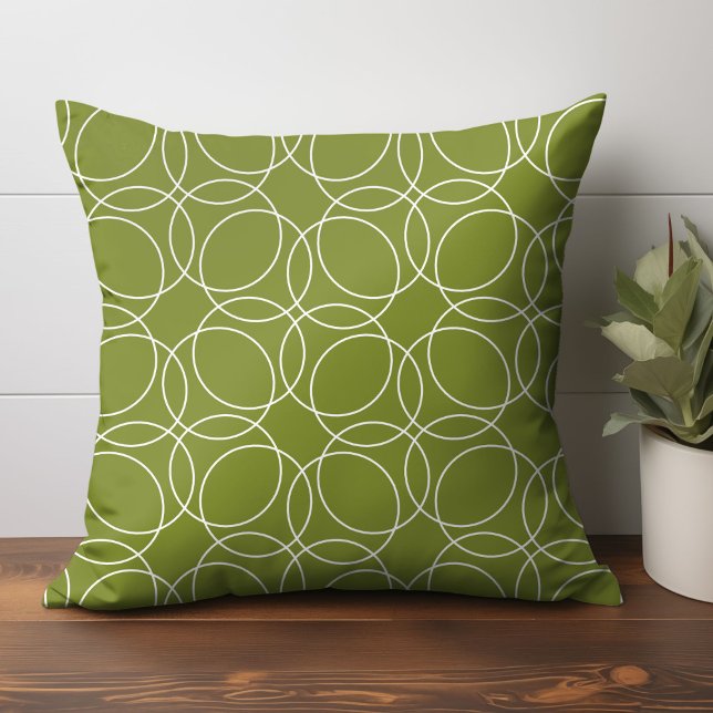 Almofada Padrão Simples Moderno (circle pattern throw pillow in green)