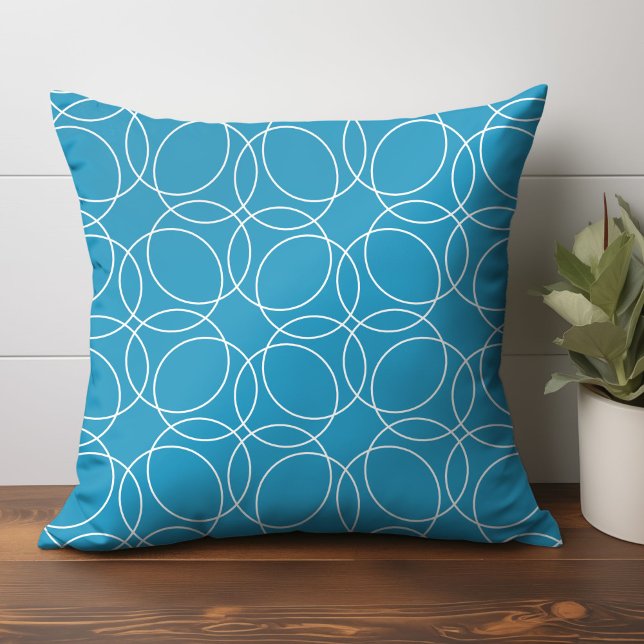 Almofada Padrão Simples Moderno (circle pattern throw pillow home decor in blue)