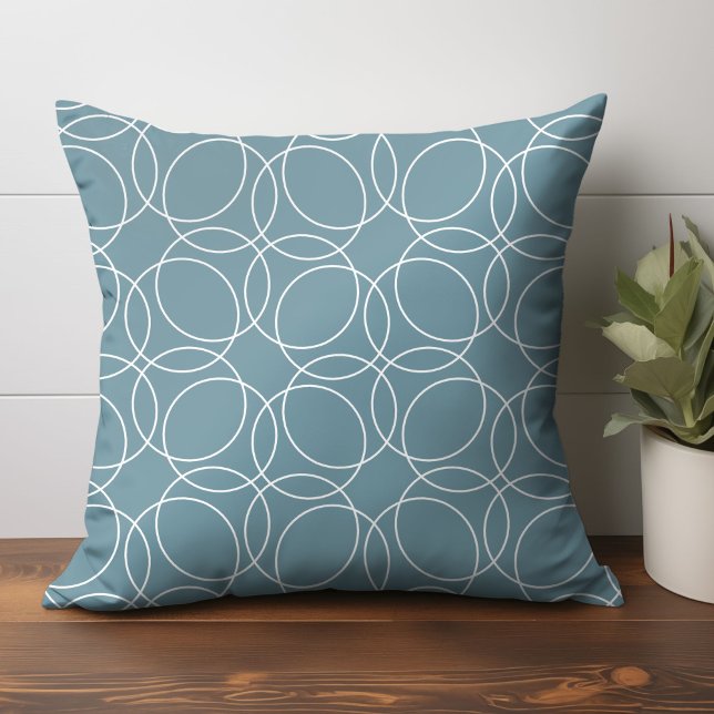 Almofada Padrão Simples Moderno (circle pattern throw pillow in gray blue)