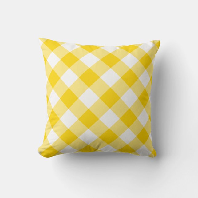 Almofada Padrão Sunny Yellow Gingham (Frente)