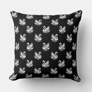 Almofada Padrão Swan 02 - Branco sobre Preto
