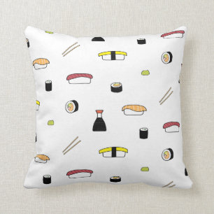 Almofada Padrão Themed Sushi Sushi Set Branco Ilustrado