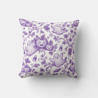 Almofada Padrão Toile de Halloween Roxo Caprichoso Crianças