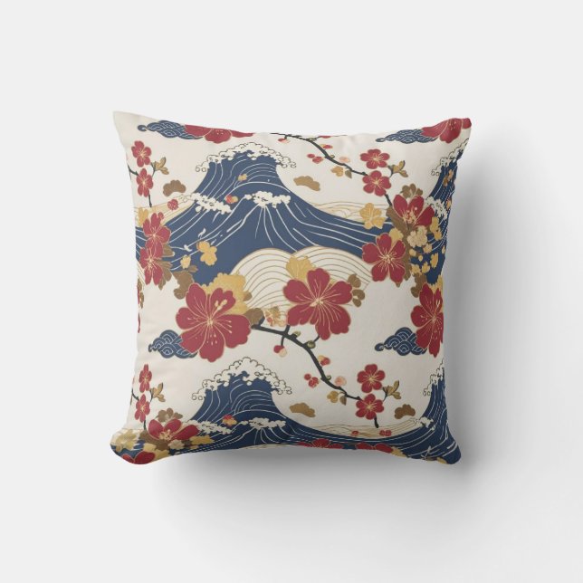 Almofada Padrão Tradicional de Kimono Japonês (Frente)