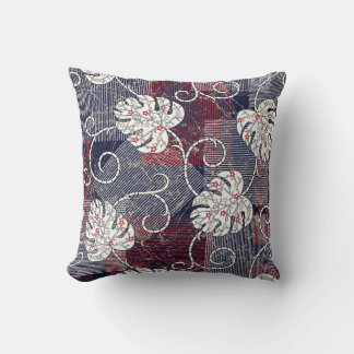 Almofada padrão tradicional de listras e folhas