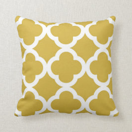 Almofada Padrão Trendy Clover em Mostarda e Branco