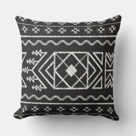 Almofada Padrão Trendy Ikat Black Geométrico Tribal